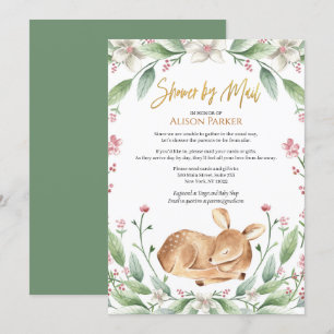 Invitación Woodland Deer Floral Greenery Baby Shower por corr