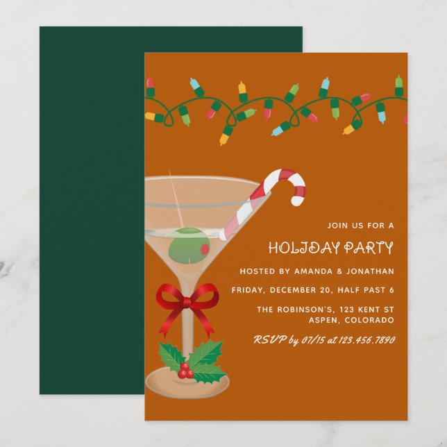 Invitación Woodland Ember Christmas Holiday Cocktail Party (Anverso / Reverso)
