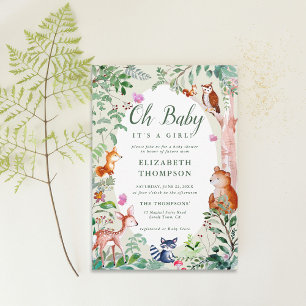 Invitación Woodland Enchanted Woods Animals Cute Baby Shower
