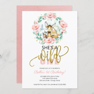 Invitación Woodland es salvaje un primer cumpleaños