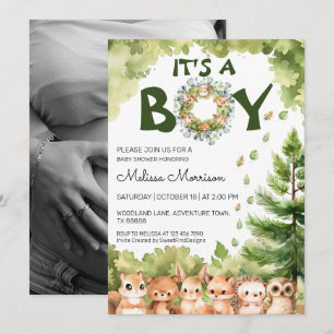 Invitación Woodland es un joven Baby Shower de vegetación rús
