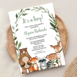 Invitación Woodland Es un niño amigo de la selva de la ducha