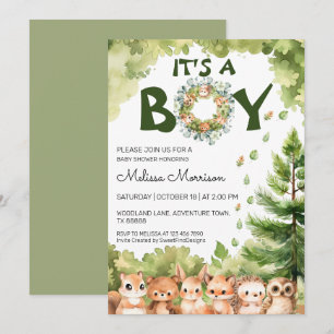 Invitación Woodland es una pequeña ducha para niños animales 