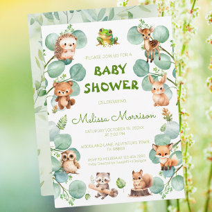 Invitación Woodland Eucalyptus Baby Boy Shower
