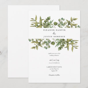 Invitación Woodland Eucalyptus Greenery Boda
