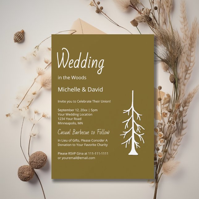 Invitación Woodland Evergreen Rustic Brown Casual Wedding (Subido por el creador)