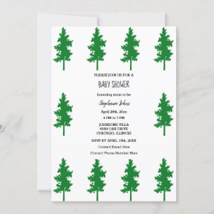 Invitación Woodland Evergreen Trees Chicas de Baby Shower Boy