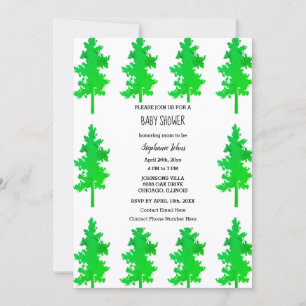 Invitación Woodland Evergreen Trees colorido Baby Shower