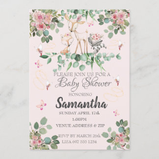 Invitación Woodland Fairy Baby Shower