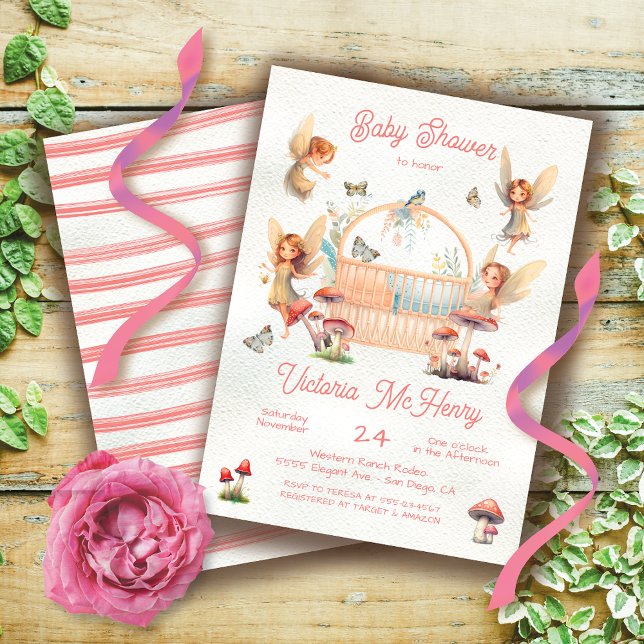 Invitación Woodland Fairy Crib Cradle Baby Shower (Subido por el creador)