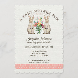 Invitación Woodland Fairy Tale Rabbits Chica Baby Shower Art