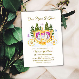 Invitación Woodland Fairytale Princess Carriage Baby Shower