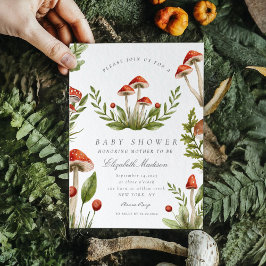 Invitación Woodland Fall Watercolor Mushroom Baby Shower