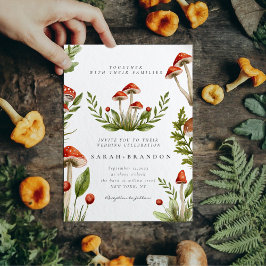 Invitación Woodland Fall Watercolor Mushroom Boda