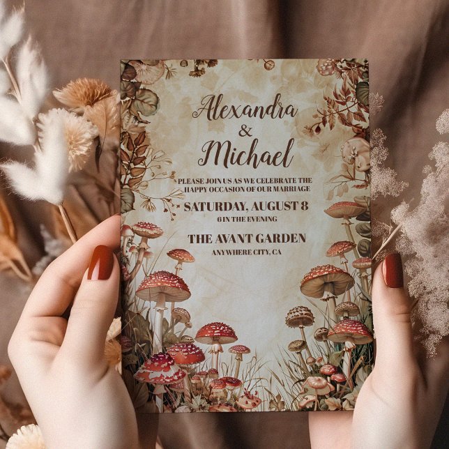 Invitación Woodland Fall Watercolor Mushroom Boda (Subido por el creador)
