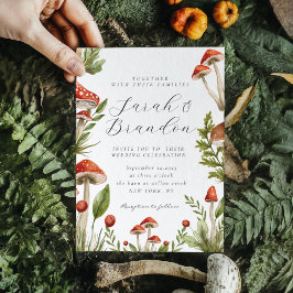 Invitación Woodland Fall Watercolor Mushroom Boda