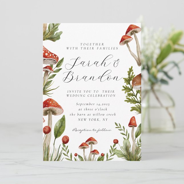 Invitación Woodland Fall Watercolor Mushroom Boda (Subido por el creador)