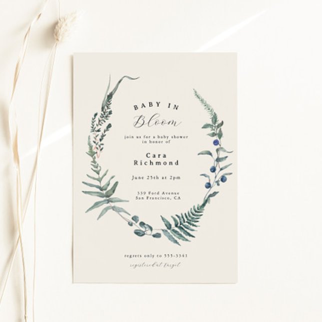 Invitación Woodland Fern Forest Berry Baby Shower (Subido por el creador)