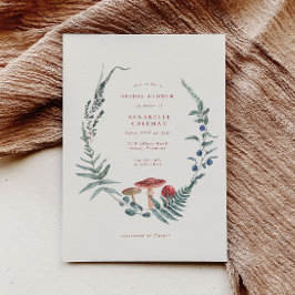 Invitación Woodland Fern Forest Red Mushroom Shower