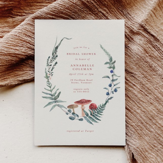 Invitación Woodland Fern Forest Red Mushroom Shower (Subido por el creador)