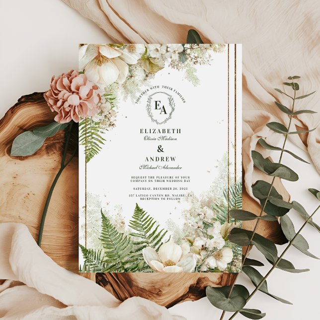 Invitación Woodland Fern y el Boda Floral Blanco (Subido por el creador)