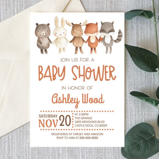 Invitación Woodland Forest Animal Baby Shower (Subido por el creador)