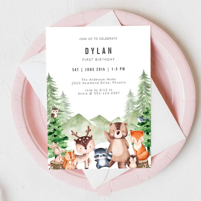 Invitación Woodland Forest Animal Boy Birthday Invitation (Subido por el creador)