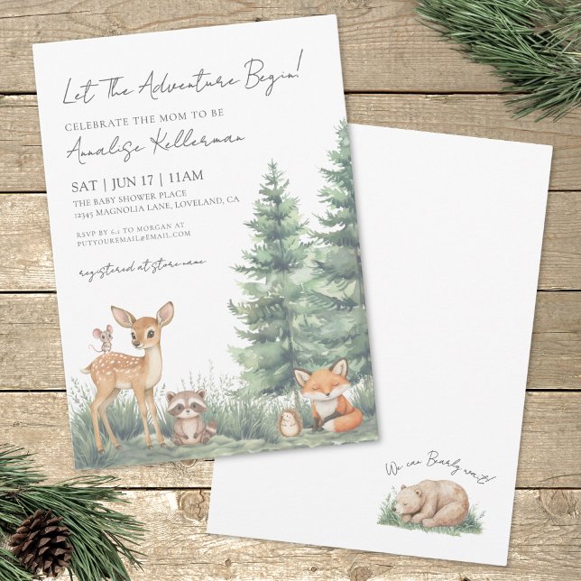 Invitación Woodland Forest Animals Adventure Baby Shower (Woodland Forest Animals Adventure Baby Shower Invitation)
