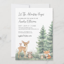 Invitación Woodland Forest Animals Adventure Baby Shower