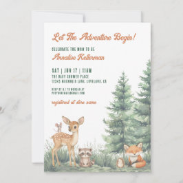 Invitación Woodland Forest Animals Adventure Baby Shower
