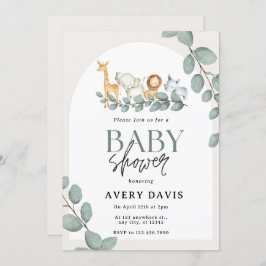 Invitación Woodland Forest Animals Baby Shower