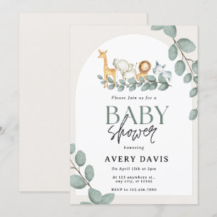 Invitación Woodland Forest Animals Baby Shower