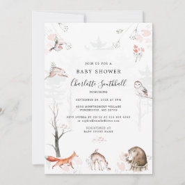 Invitación Woodland Forest Animals Baby Shower