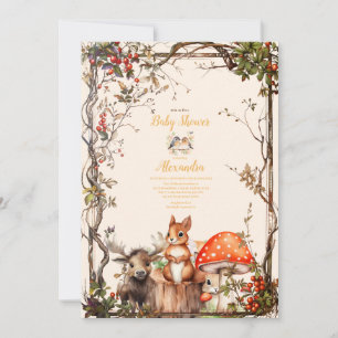 Invitación Woodland Forest Animals Baby Shower