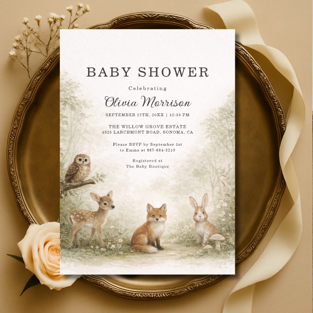 Invitación Woodland Forest Animals Baby Shower (Subido por el creador)