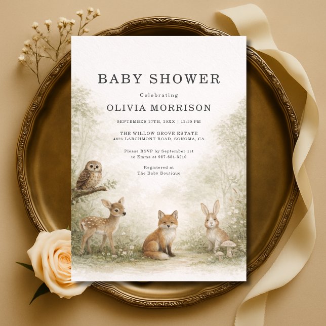 Invitación Woodland Forest Animals Baby Shower (Subido por el creador)