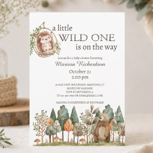 Invitación Woodland Forest Animals Baby Shower