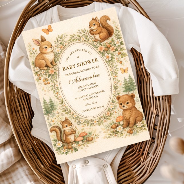 Invitación Woodland Forest Animals Baby Shower (Subido por el creador)