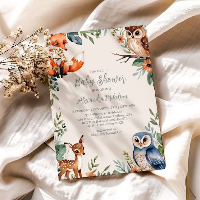 Invitación Woodland Forest Animals Baby Shower (Subido por el creador)
