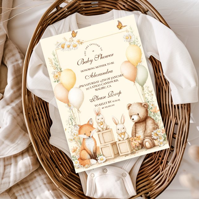 Invitación Woodland Forest Animals Baby Shower (Subido por el creador)