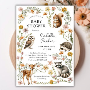 Invitación Woodland Forest Animals Baby Shower