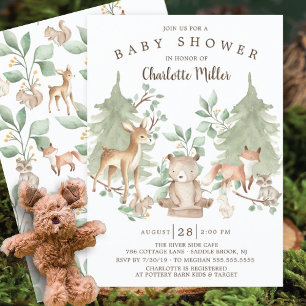 Invitación Woodland Forest Animals Baby Shower