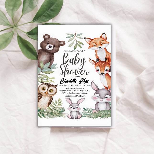 Invitación Woodland Forest Animals Baby Shower (Subido por el creador)