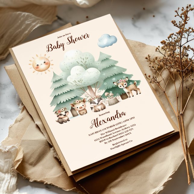 Invitación Woodland Forest Animals Baby Shower (Subido por el creador)