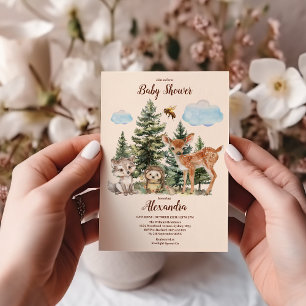 Invitación Woodland Forest Animals Baby Shower