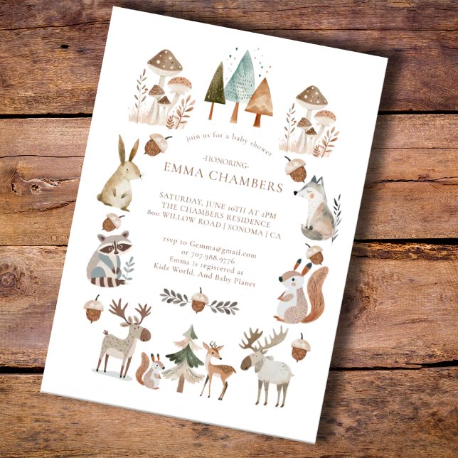 Invitación Woodland Forest Animals Baby Shower (Subido por el creador)