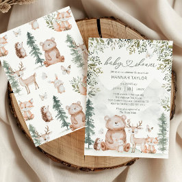 Invitación Woodland Forest Animals Baby Shower