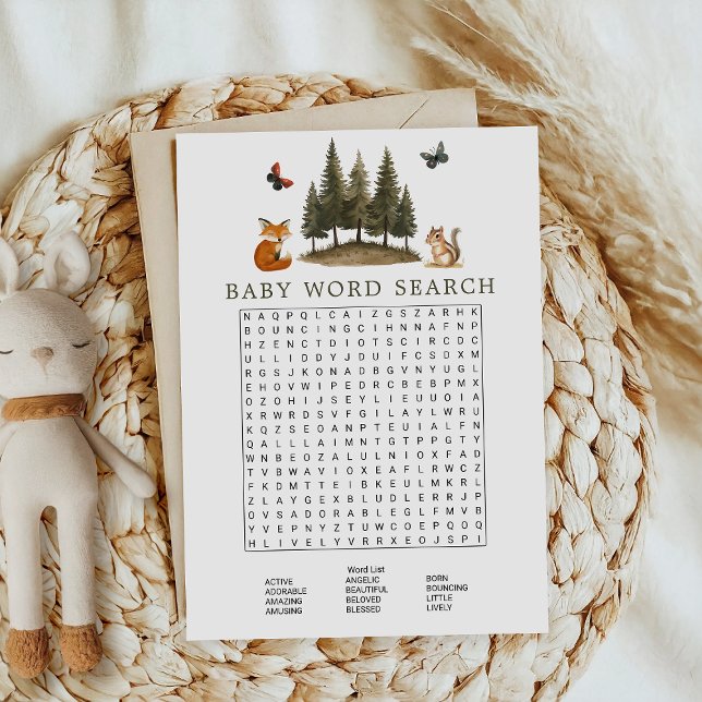 Invitación Woodland Forest Animals Baby Word Search Game (Subido por el creador)