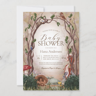 Invitación Woodland Forest Animals Gender Neutral Baby Shower