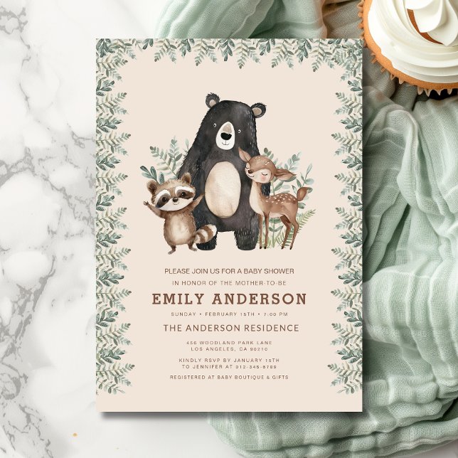 Invitación Woodland Forest Animals Gender Neutral Baby Shower (Subido por el creador)